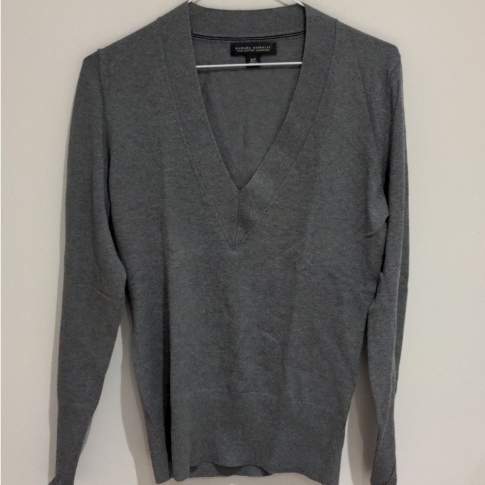 Banana Republic Silk Cashmere Cotton Grey Long Sleeve Sweater Size Small
